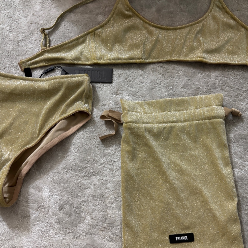 Triangl High Wasited Gold Bikini Set